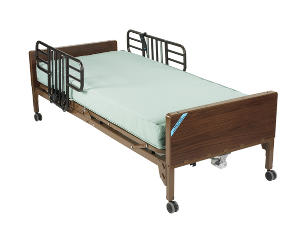 Semi Electric Hospital Bed with Half Rails and Mattress